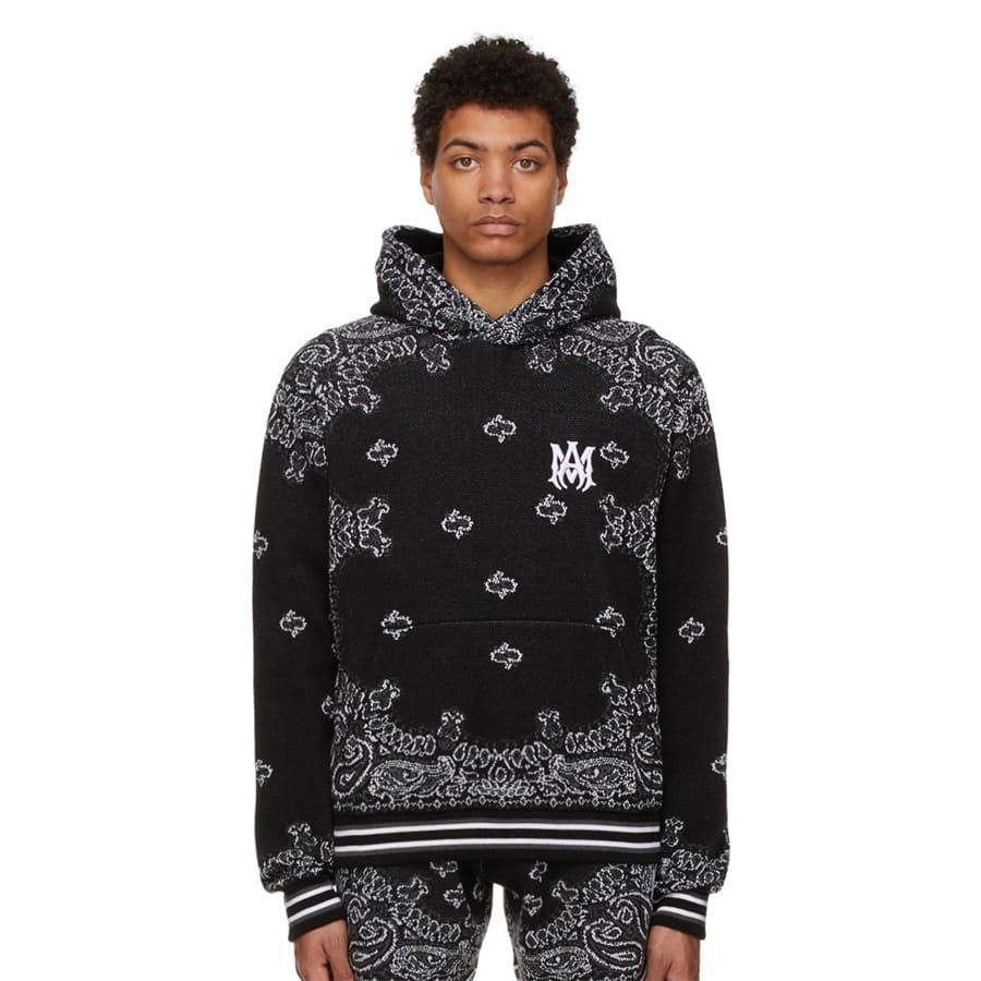 Amiri Bandana B-Ball Hoodie ‘BlackGrey’